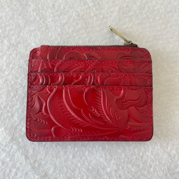 Patricia Nash Red Tooled Leather Cardholder Wallet with Zipper and Snap … - Picture 3 of 4